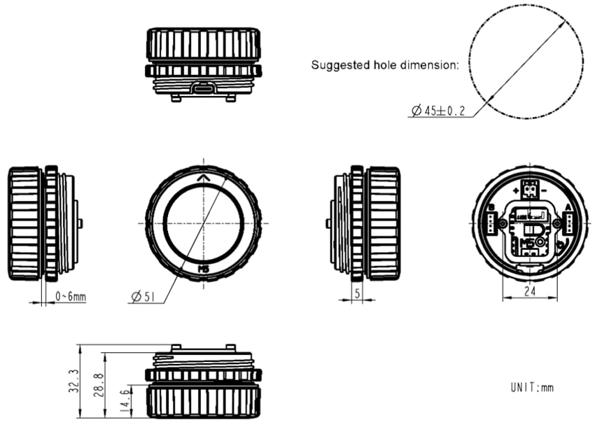 Mechanical Drawing - M5Stack Dial v1.1 Development Board